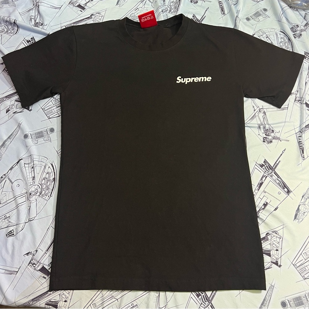 Supreme Black Tee with White Chest Logo